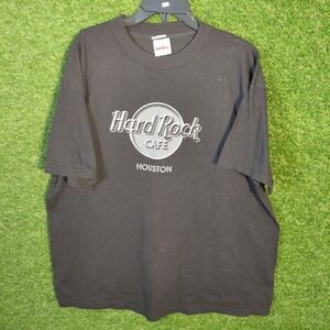 Vintage Hard Rock Cafe Houston T-Shirt Black Graphic XL Made‎ USA